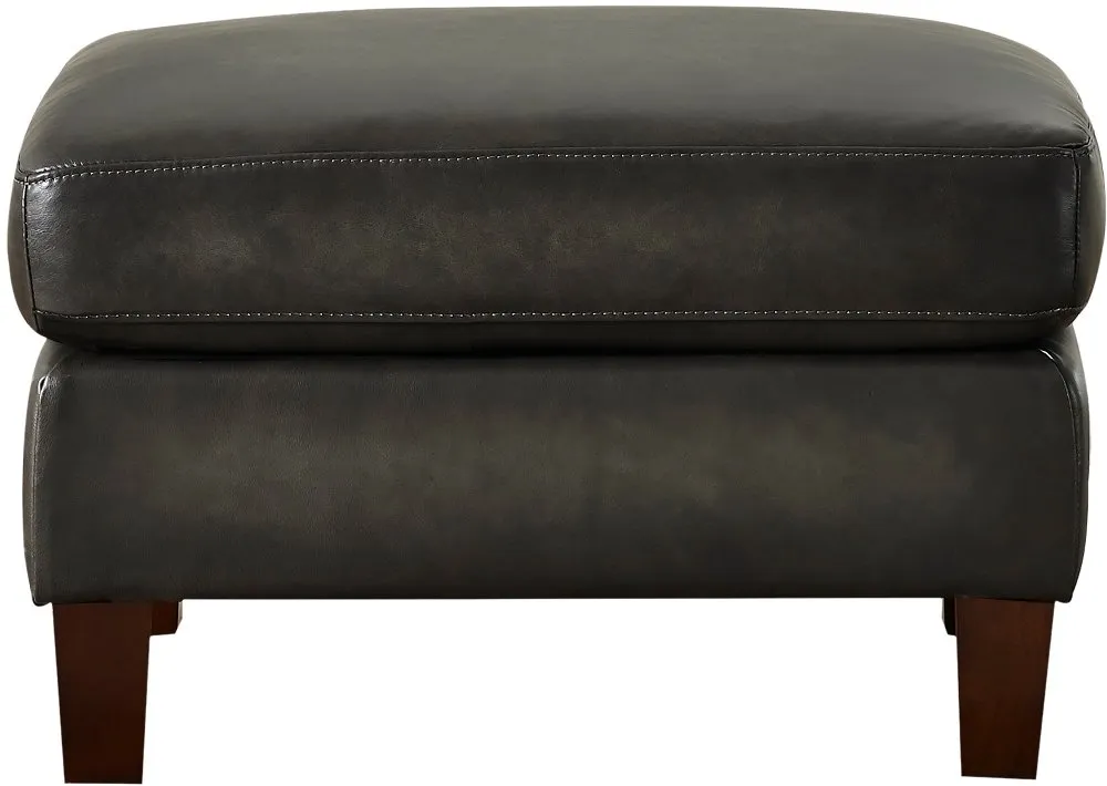 Savannah Ash Gray Leather Ottoman - Amax Leather