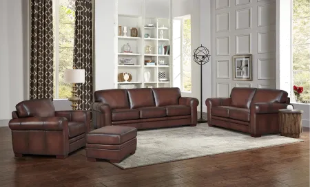 Eglinton Brown Leather 4 Piece Living Room Set