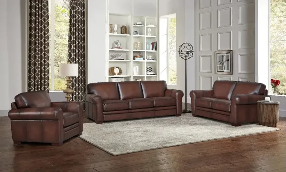 Eglinton Brown Leather 3 Piece Living Room Set