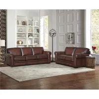 Eglinton Brown Leather 2 Piece Sofa and Loveseat Set
