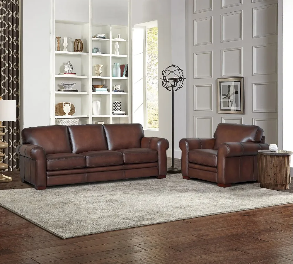 Eglinton Brown Leather Sofa and Chair Set