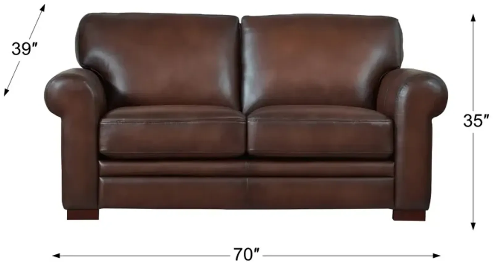 Eglinton Brown Leather Loveseat