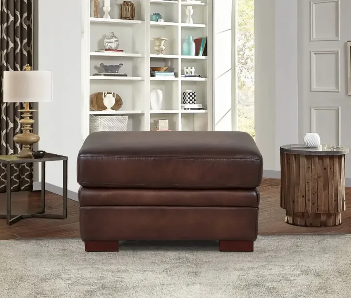 Eglinton Brown Leather Ottoman