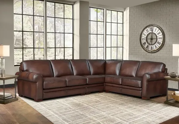 Eglinton Brown Leather 4 Piece Sectional
