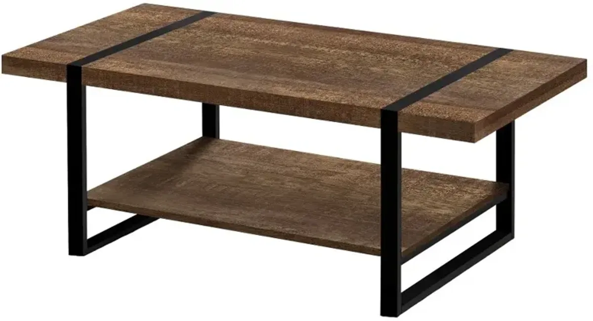 Industrial Reclaimed Brown Coffee Table with Metal