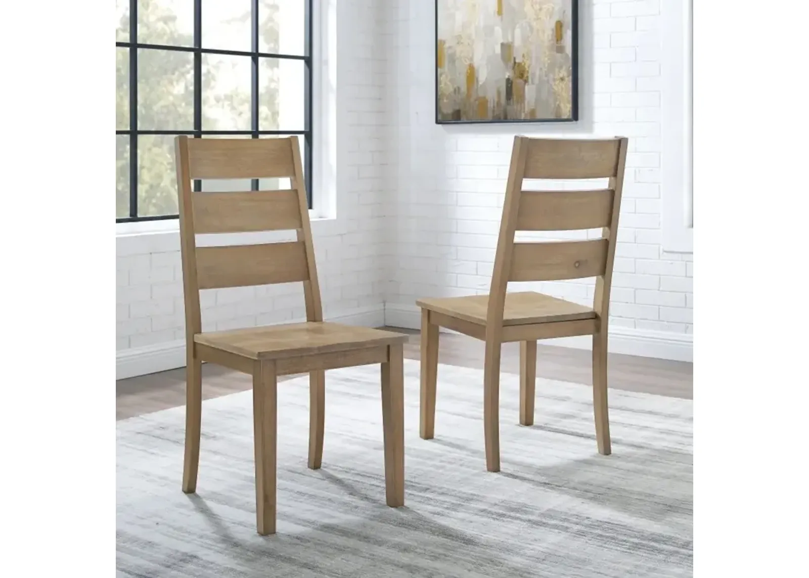 Joanna Rustic Brown Ladderback Dining Chairs, Set of 2