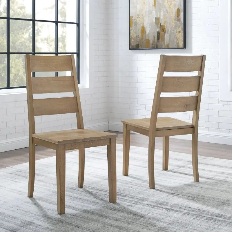 Joanna Rustic Brown Ladderback Dining Chairs, Set of 2