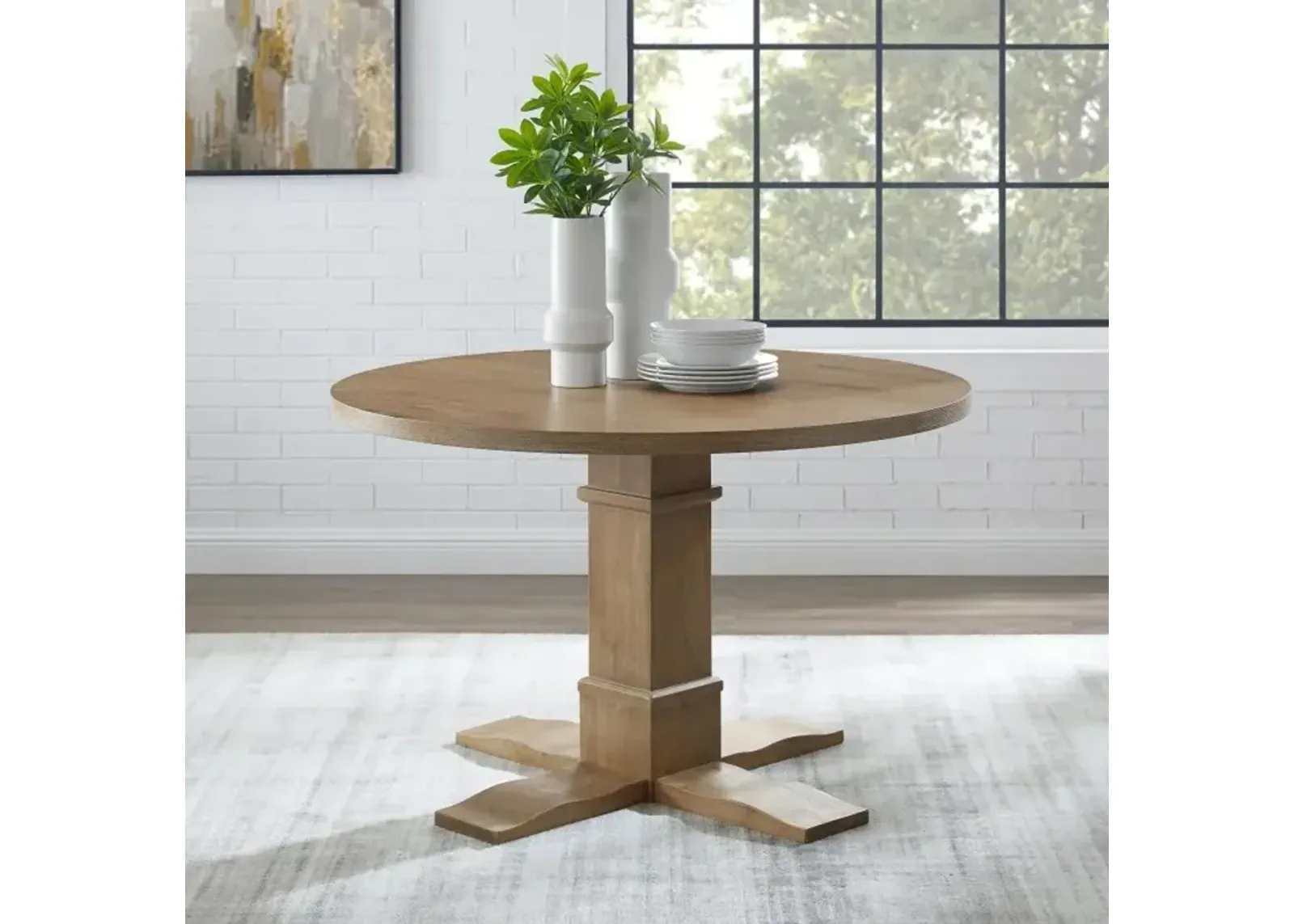 Joanna Rustic Brown Round Dining Table