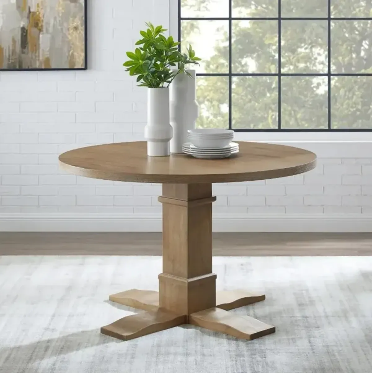 Joanna Rustic Brown Round Dining Table