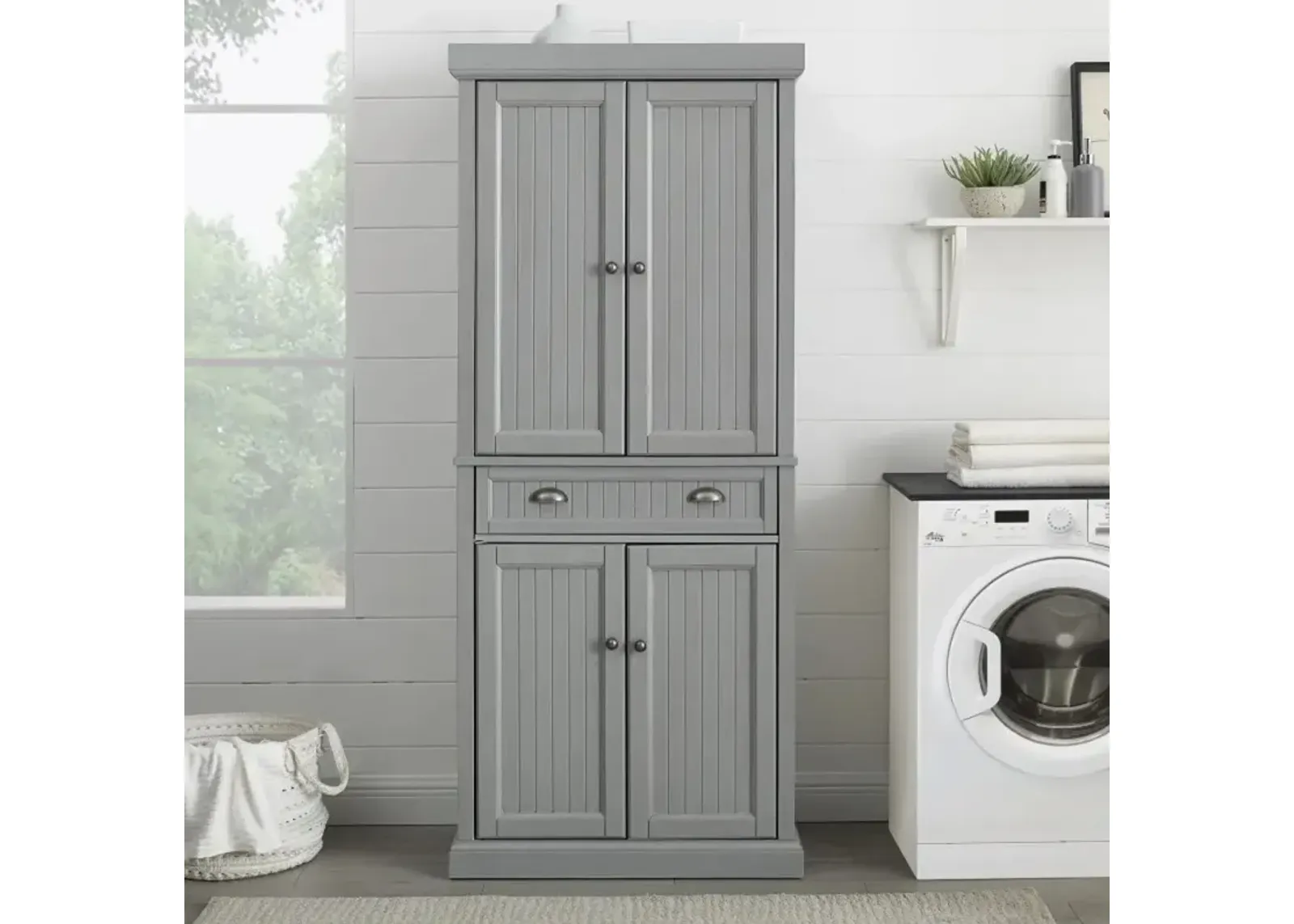 Seaside Gray Tall Storage Pantry