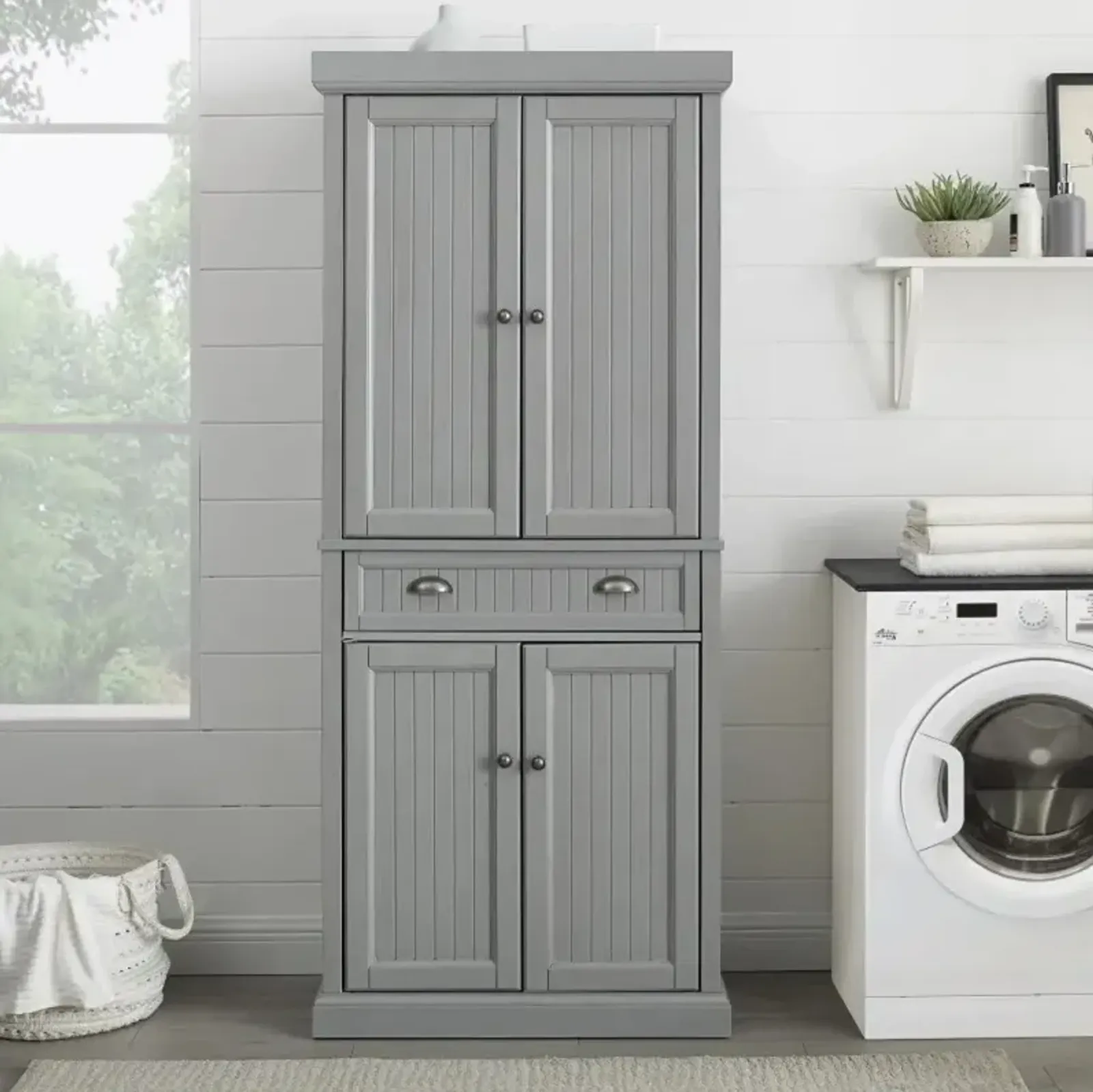 Seaside Gray Tall Storage Pantry