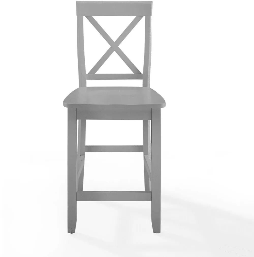 X-Back Gray Counter Bar Stool, Set of 2