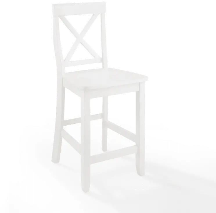 X-Back White Counter Height Stool, Set of 2