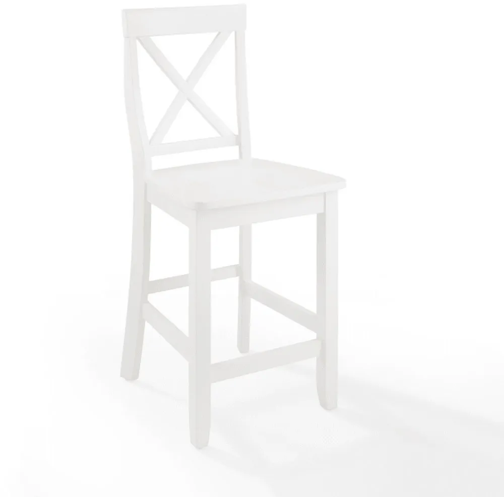 X-Back White Counter Height Stool, Set of 2