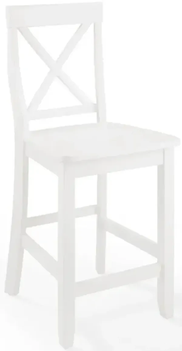 X-Back White Counter Height Stool, Set of 2