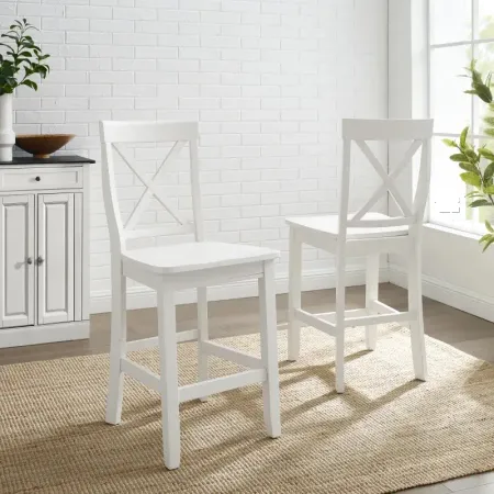 X-Back White Counter Height Stool, Set of 2