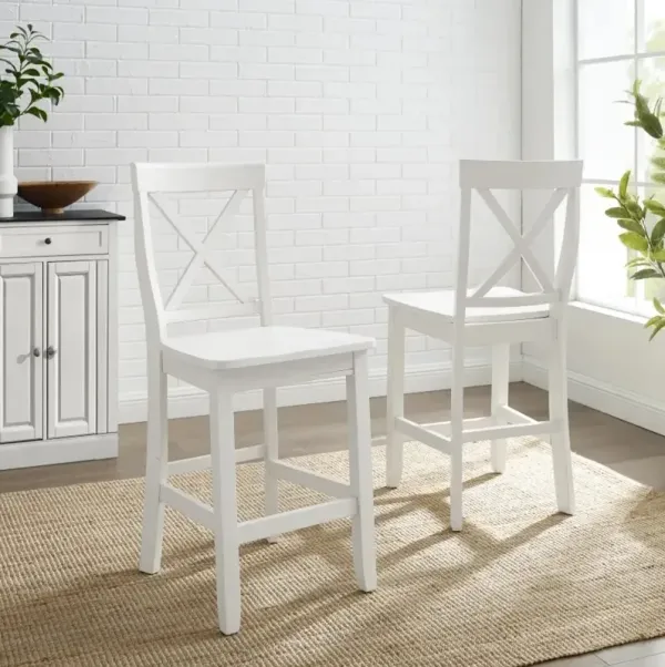 X-Back White Counter Height Stool, Set of 2