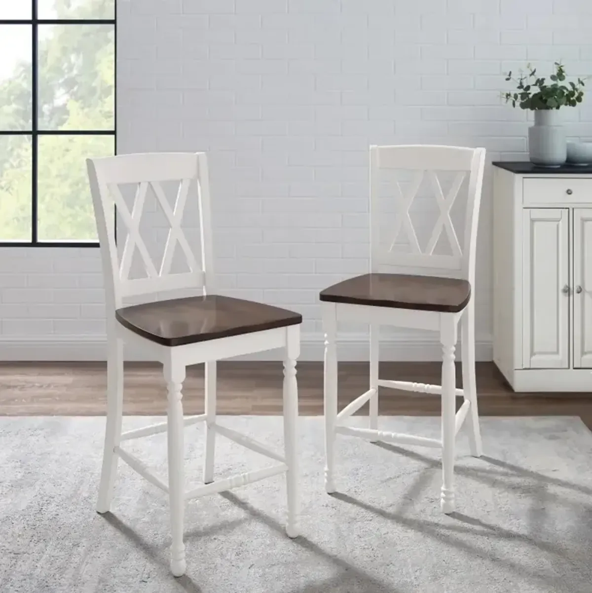 Shelby White Counter Stools, Set of 2