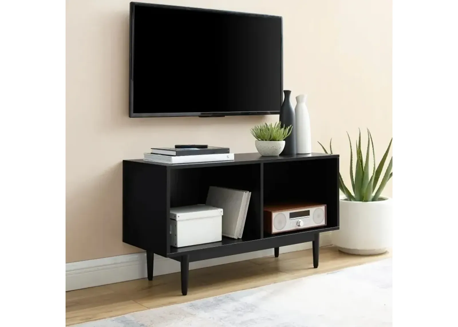 Liam Medium Black Record Storage Cabinet