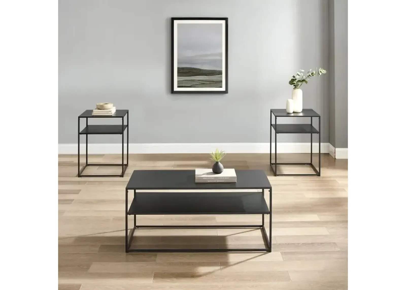 Braxton 3 Piece Black Occasional Table Set