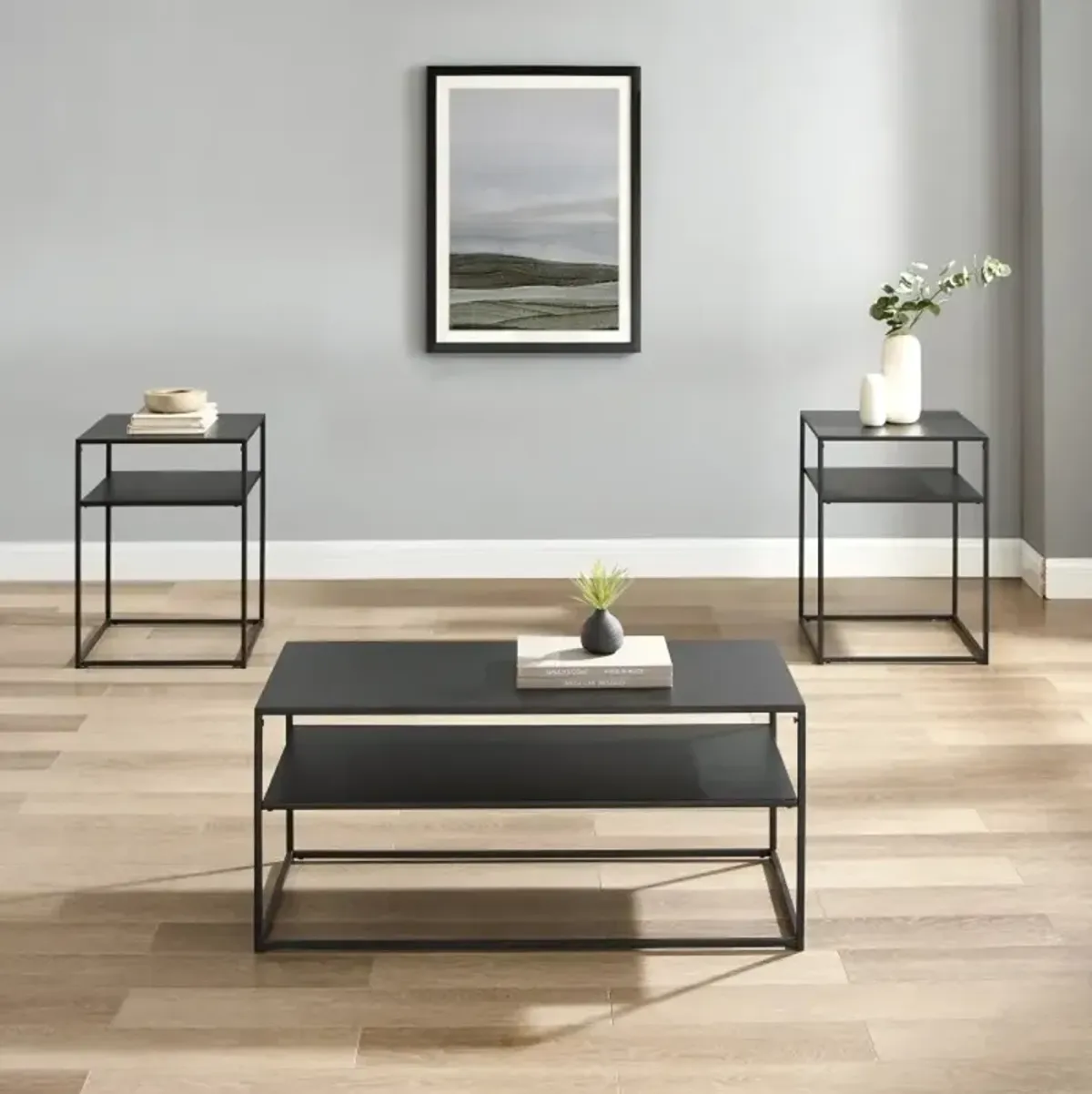 Braxton 3 Piece Black Occasional Table Set