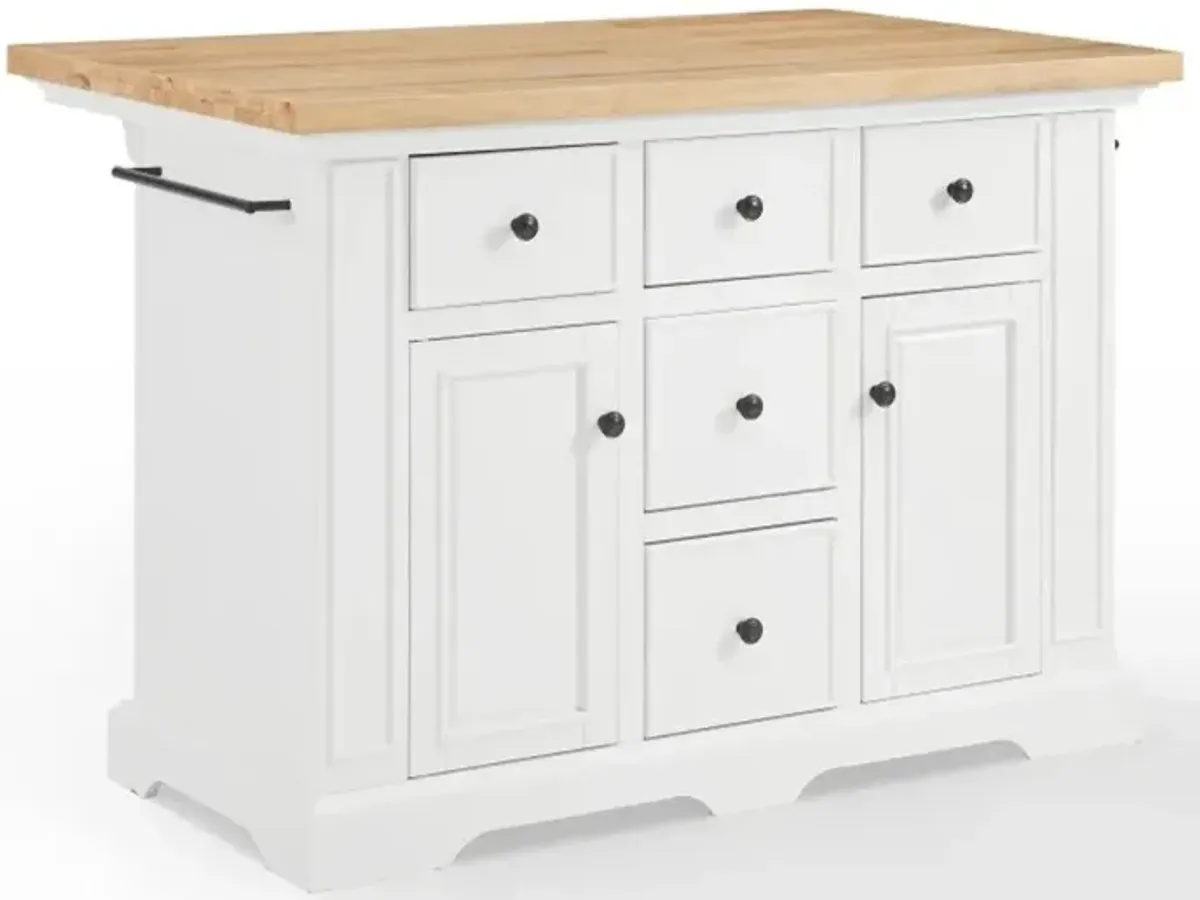 Julia White Kitchen Island with Wood Top