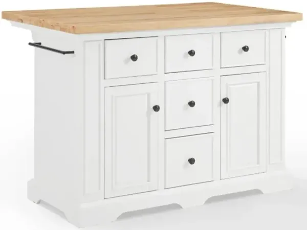 Julia White Kitchen Island with Wood Top