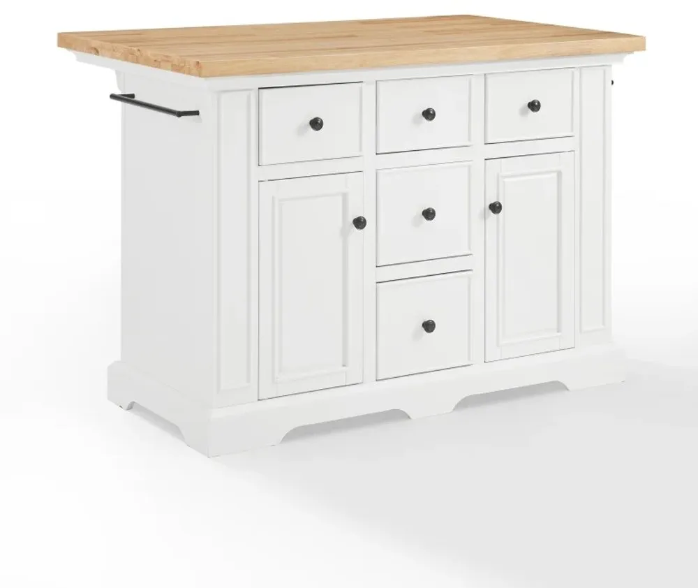 Julia White Kitchen Island with Wood Top