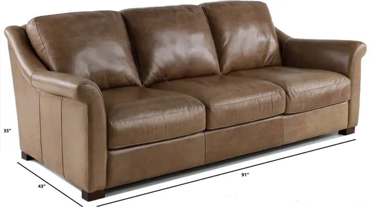 Tex Taupe Leather Sofa