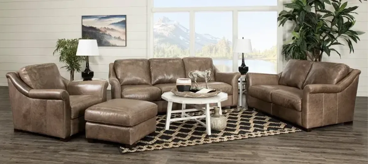 Tex Taupe Leather Sofa