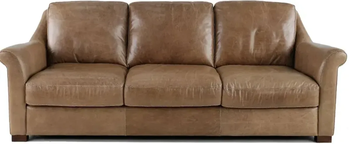 Tex Taupe Leather Sofa