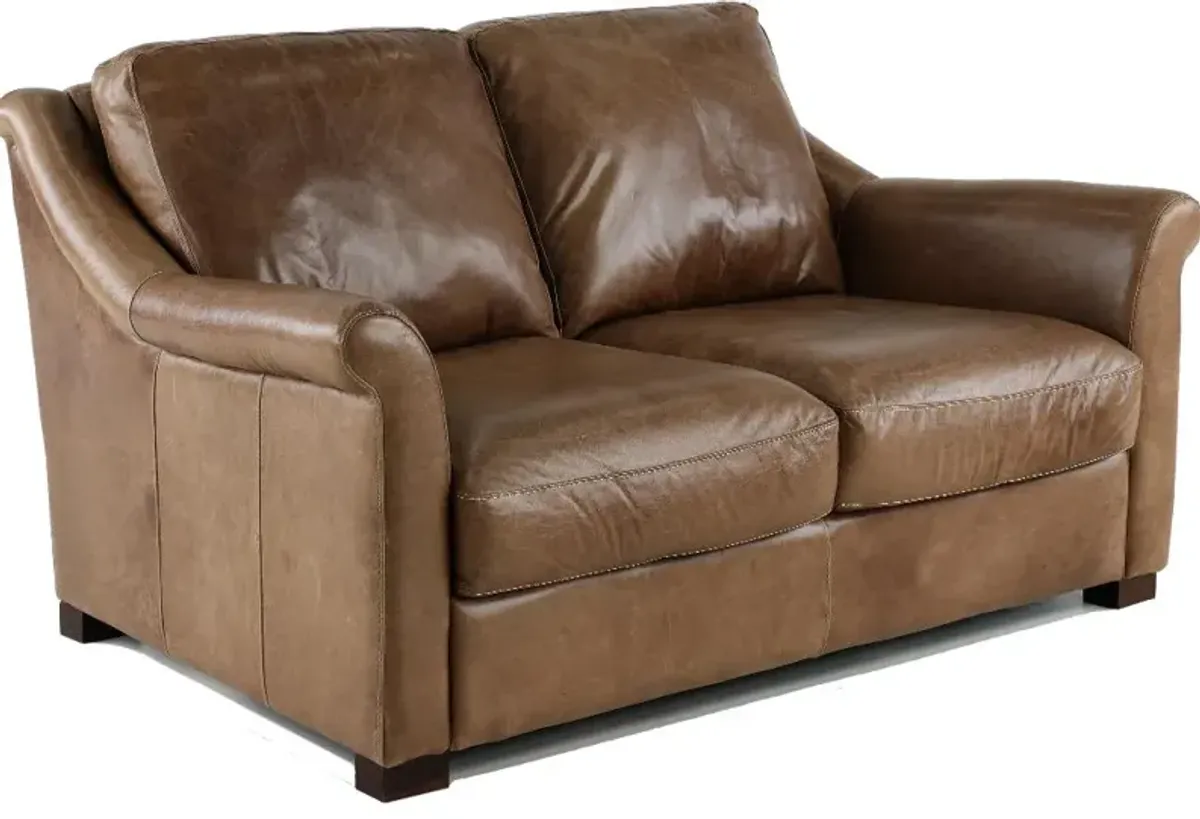 Tex Taupe Leather Loveseat