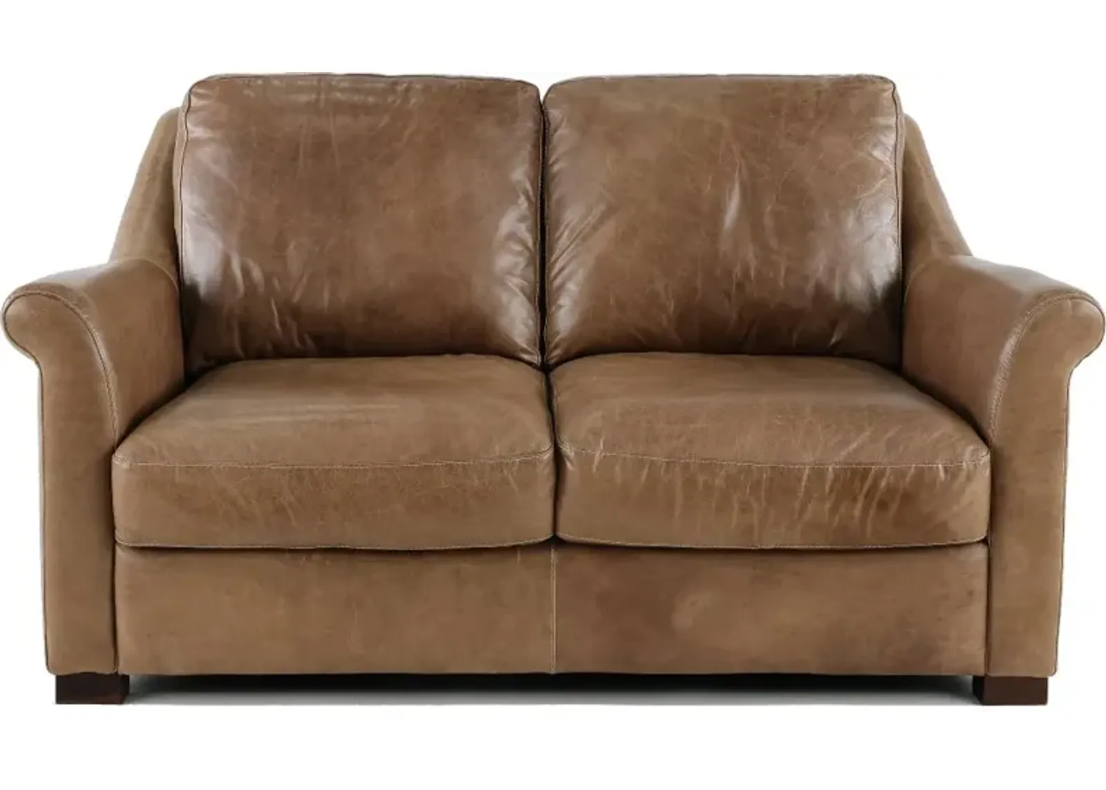 Tex Taupe Leather Loveseat