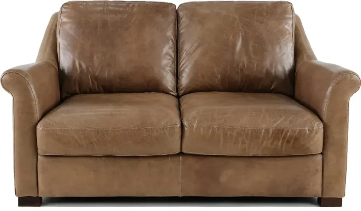 Tex Taupe Leather Loveseat