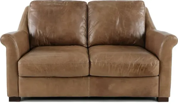 Tex Taupe Leather Loveseat