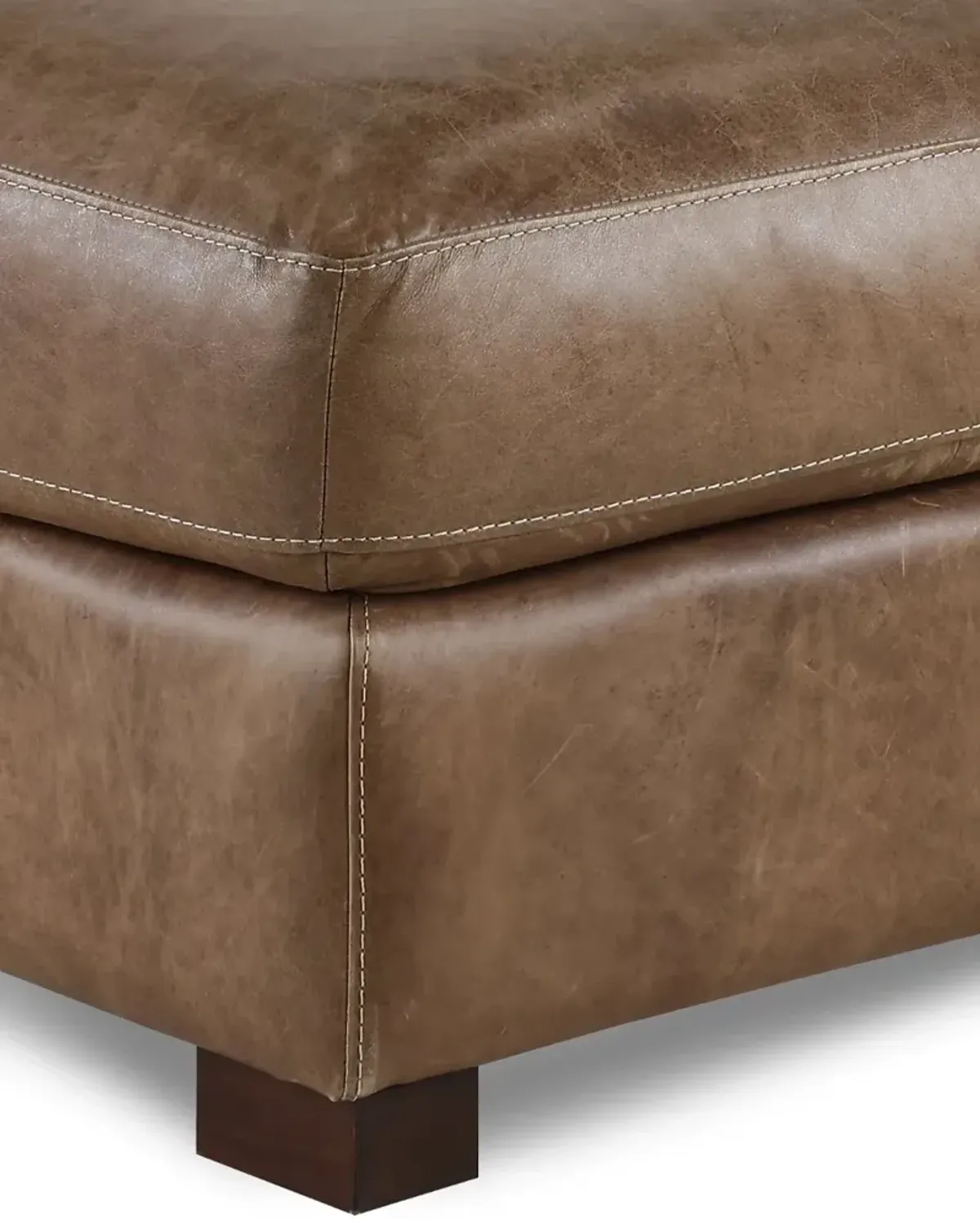 Tex Taupe Leather Ottoman