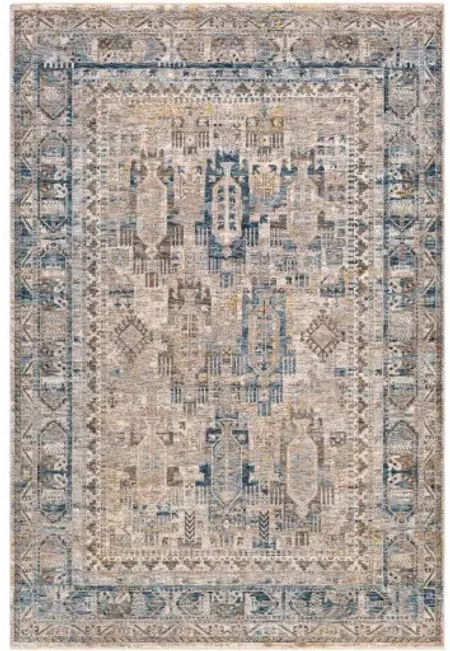 Mirabel 8 x 10 Traditional Navy Denim and Cream Area Rug