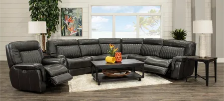 Stampede Charcoal Gray 5 Piece Power Reclining Sectional