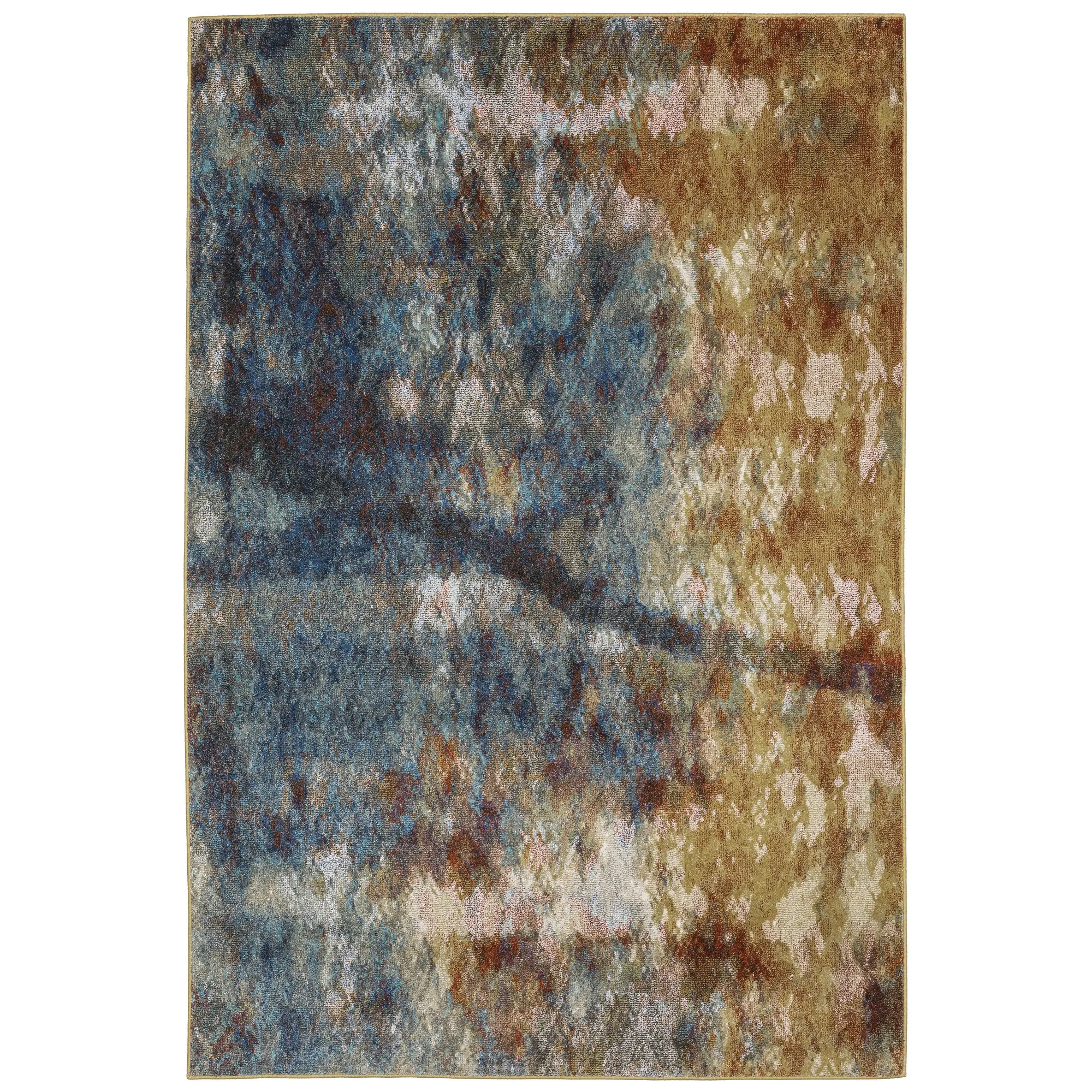 Venice 5 x 8 Contemporary Blue and Gold Area Rug