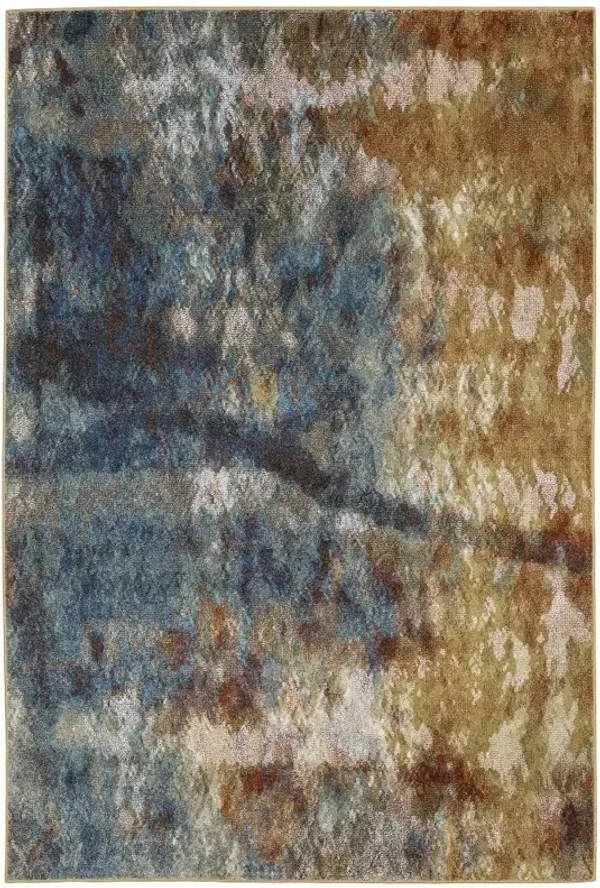 Venice 8 x 10 Contemporary Blue and Gold Area Rug