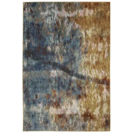 Venice 8 x 10 Contemporary Blue and Gold Area Rug