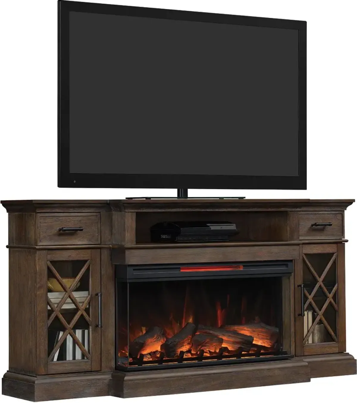 Hamilton Prairie Brown 70" Fireplace TV Stand