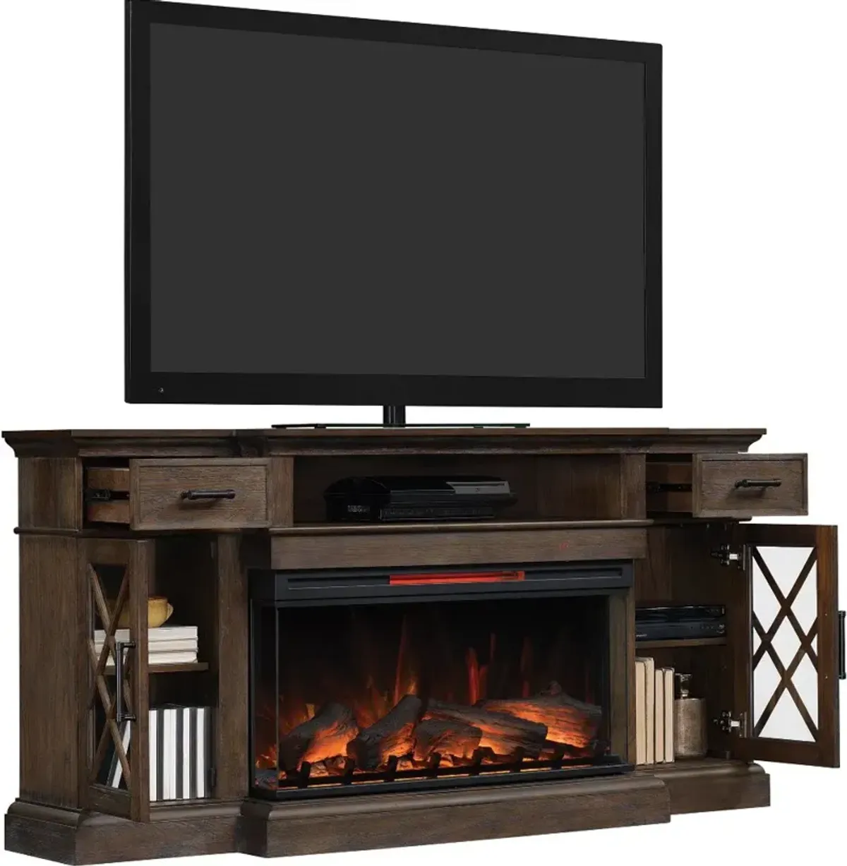 Hamilton Prairie Brown 70" Fireplace TV Stand