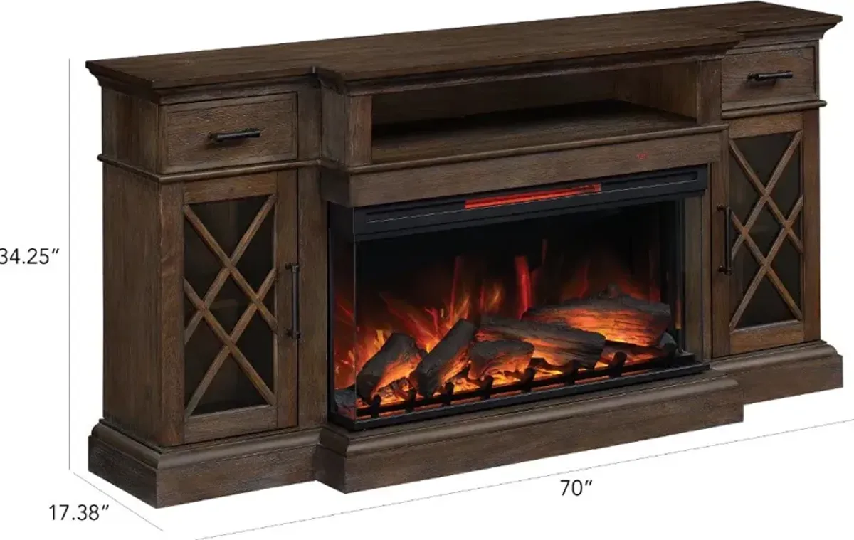 Hamilton Prairie Brown 70" Fireplace TV Stand