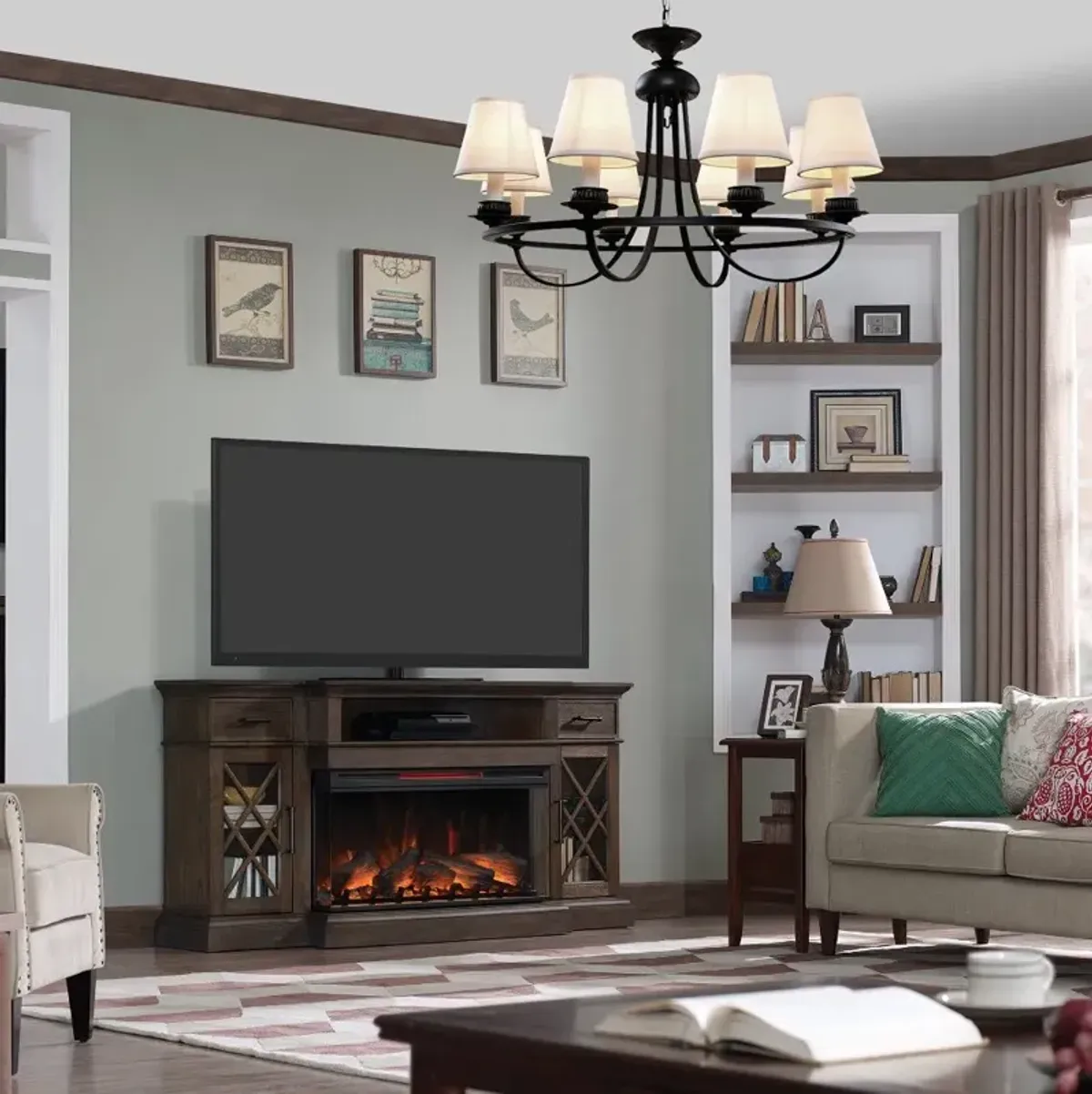 Hamilton Prairie Brown 70" Fireplace TV Stand