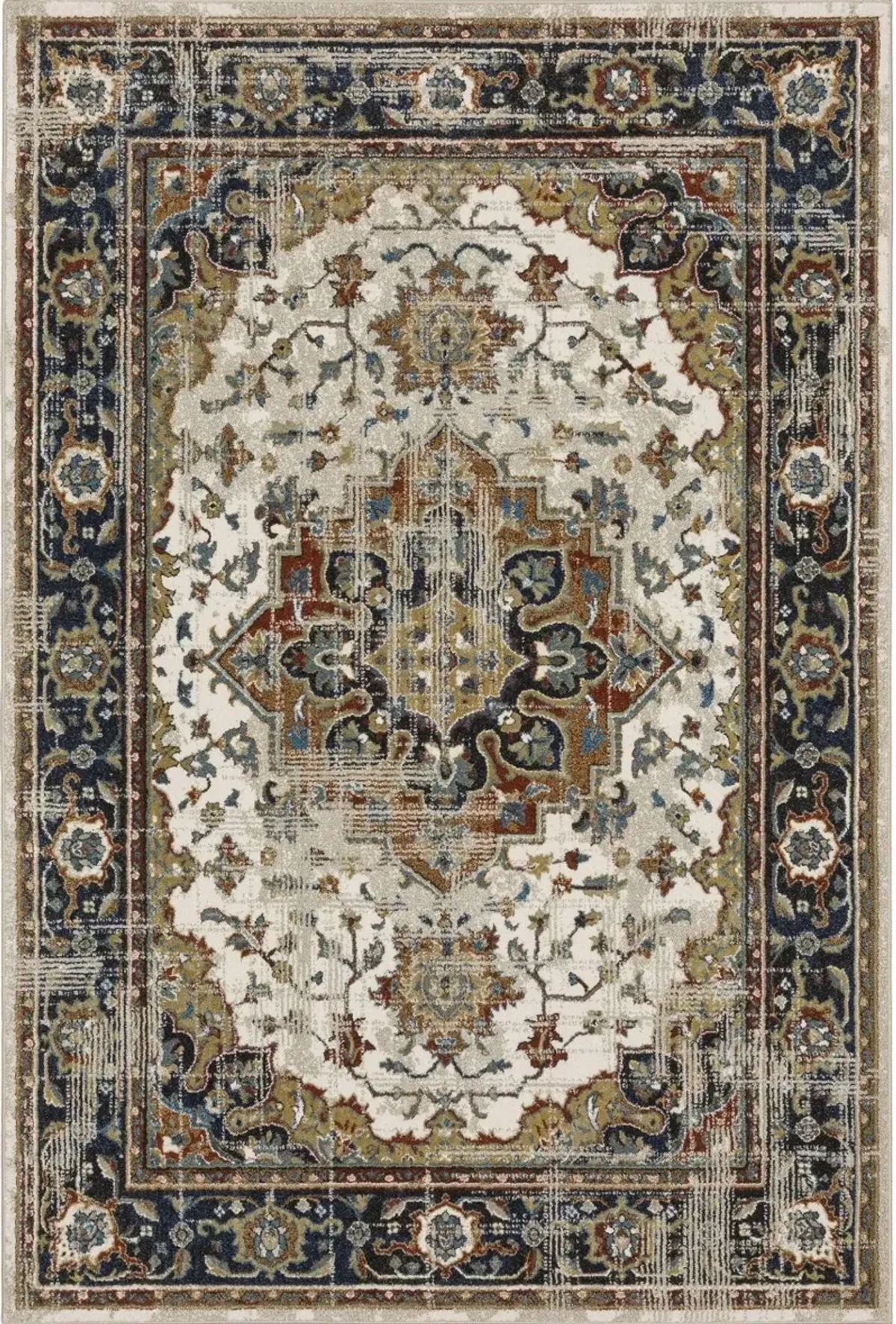 Venice 5 x 8 Beige Distressed Medallion Area Rug