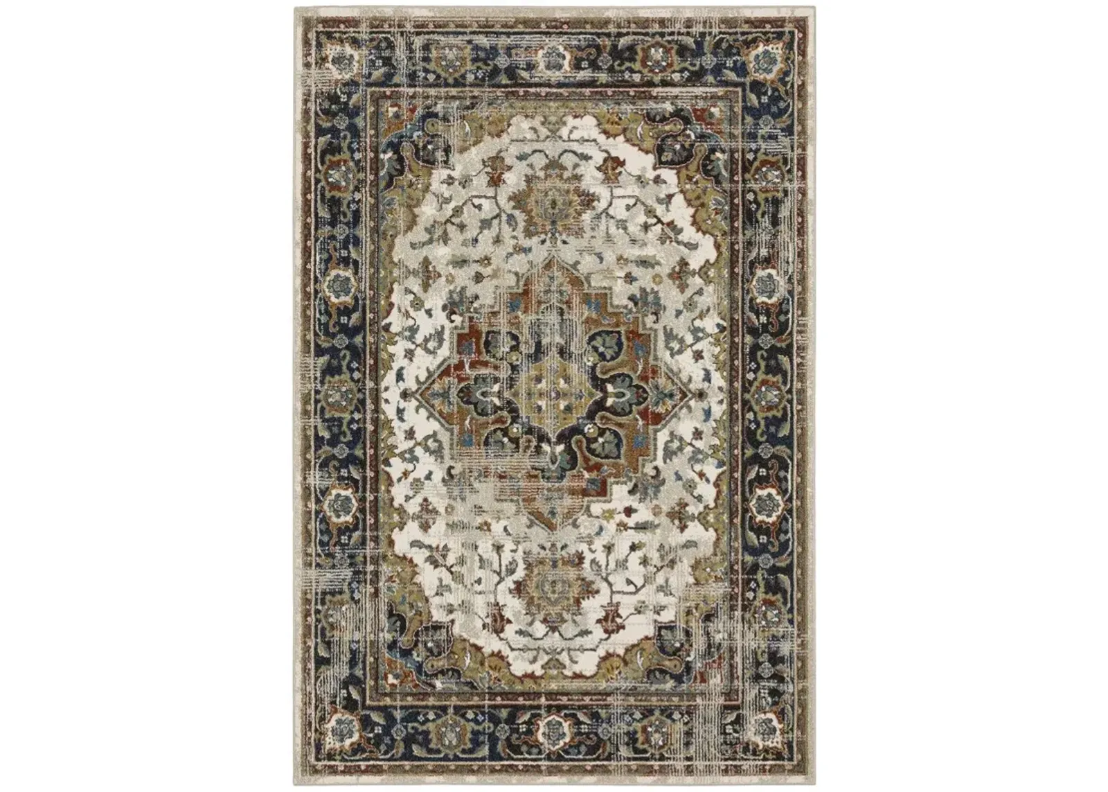 Venice 5 x 8 Beige Distressed Medallion Area Rug