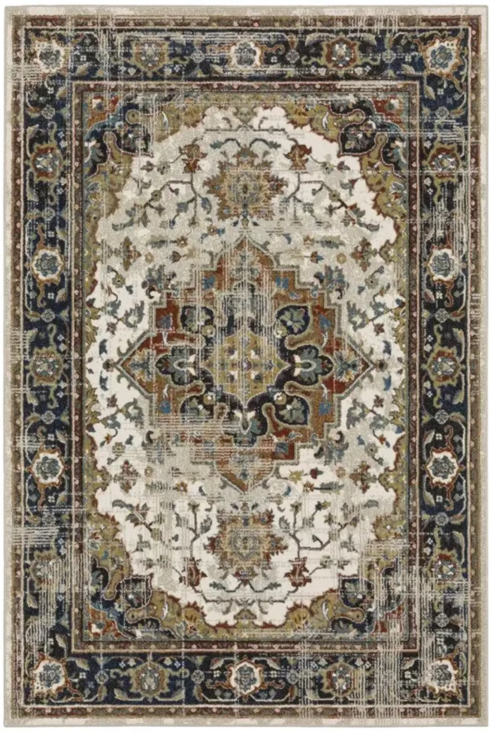 Venice 5 x 8 Beige Distressed Medallion Area Rug