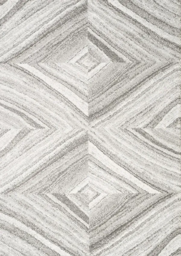 Sable 5 x 8 Gray and Cream Geometric Rug