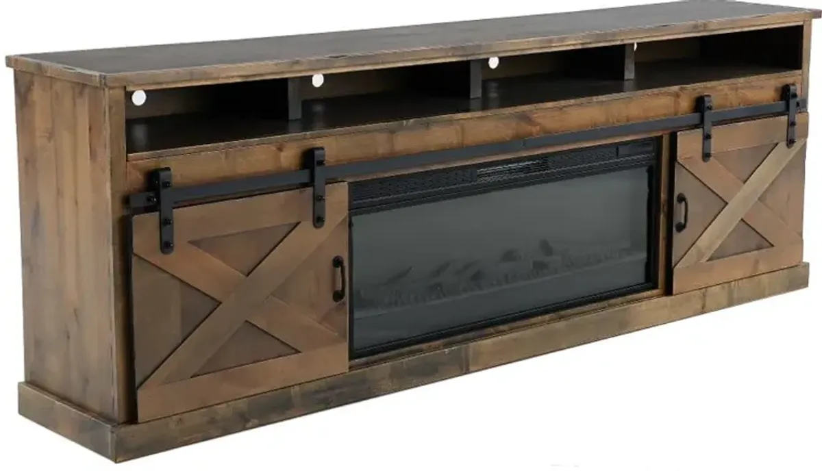 Farmhouse Brown 94" Fireplace TV Stand